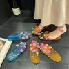 Zapatillas de Cristal Florales Coloridas de Venta Caliente Transfronteriza para Mujer, Zapatos de Gel Retro de Moda para Exteriores de Verano
