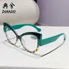 Gafas de Lectura Estilo Europeo y Americano Personalizadas con Bloques de Color Ojo de Gato Montura Grande Anti Luz Azul para Mujer, Elección de Influencers, Aspecto Natural, Efecto Adelgazante, Gafas sin Graduación