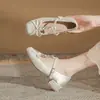 Zapatos de tacón alto Jingang Zx35105 con tacón grueso y punta cuadrada para mujer 2026 Nuevo Otoño Versátiles Estilo Francés Suela Suave Boca Poco Profunda Zapatos de Mujer