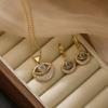 Collar con colgante geométrico de ojo del diablo con circonita bañada en oro de 18 quilates, estilo antiguo europeo y americano australiano, con personalidad de nicho, joyería de traje nueva