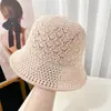 Chapéu de Pescador Respirável Vazado para Mulheres, Chapéu Bucket Redondo de Aba Larga para Verão, Viagem ao Ar Livre, Férias na Praia, Chapéu de Sol com Proteção Solar