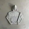 Cárdigan con Cremallera y Capucha de Terciopelo Gris Estampado Hip-Hop Callejero Americano de Alto Peso Saco de Traje de Marca de Moda para Hombre