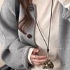 Bolso Pequeño con Estampado de Leopardo Marrón Retro Cadena para Cuello de Mujer Cadena Larga para Suéter de Otoño e Invierno Auriculares Monedero Colgante Accesorios