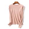 Suéter fino de cuello redondo y escote en V con volantes de color liso para mujer, suéter holgado que combina con todo, camisa con hombros caídos y suéter fino para primavera y otoño