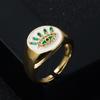 Europa y Estados Unidos venta al por mayor transfronteriza cobre chapado en oro real micro engaste circón aceite ojos de demonio anillo diseño nicho anillo hip hop
