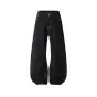 Novos Jeans Scimitar Azul Escuro Raw Denim Turquesa Design Unissex Calça Solta Versátil
