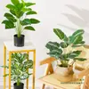 Sala de Estar Estilo Escandinavo Planta Verde Monstera Deliciosa Pequeno Vaso Planta Verde Falsa Enfeites Enfeites de Flores Artificiais Decorativos