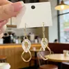 Elegantes Pendientes de Aro Transparentes de Colores Entrelazados con Ganchos para Orejas, Modernos Pendientes Largos de Borla Espiral Doble Retorcida
