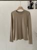 Camiseta Manga Longa Ombro Direito Gola Redonda Cor Lisa Ajustada Forrada com Fleece Camada Interna 5172