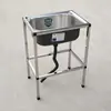 Fregadero de cocina de acero inoxidable, de un solo seno, con juego de soporte, tamaño grande.