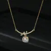 Corrente para Clavícula Elegante Banhada a Ouro Real com Zircônia Microincrustada para Mulheres, Design Exclusivo Colar Cubo de Açúcar Geométrico, Corrente de Pescoço Estilo Minimalista