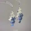 Pendientes Largos con Borla de Flor de Zirconia con un Toque de Lujo Ligero y de Alta Gama, Pendientes de Artesanía Pesada Estilo Bosque, Modernos y de Diseño Único