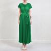 Vestido plisado de alta calidad para verano Transfronterizo Industria pesada Plisado Holgado chica rellenita Temperamento Rejuvenecedor Con cordones Plisado Vestido largo