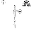 Brincos de Argola Cruzados em Liga de Titânio G23, Pingentes de Zircônia Gota d'Água, Unhas de Lábio, Piercings de Hélice de Raio, Joias para Piercing