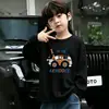 Camiseta de Manga Larga de Moda para Niños 100% Algodón 2026 Dibujos Animados Niños Primavera/Otoño Cuello Redondo Niños Medianos/Grandes Camiseta Base