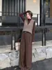Pantalones Casuales Rectos de Pierna Ancha Adelgazantes de Cintura Alta Elegantes para Mujer Xiu Xixi 2026 Otoño Algodón Tencel K82252