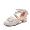 Zapatos Rosados Dulces de Princesa para Niña Pequeña Punta Redonda Japoneses Suaves para Niña lolita Sandalias de Tacón Alto Zapatos de Mujer Lori lolita