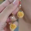 Pendientes de Flor de Rosa Versátiles y Elegantes de Moda de Nicho Estilo Francés para Mujer, Lujo Ligero con un Toque de Alta Gama, Pendientes Florales Únicos