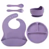 Plato de Cena de Silicona para Niños, Plato de Cena de Silicona para Complemento Alimenticio, Ventosa Reforzada, Plato Dividido de Silicona para Mesa, Plato de Cena para Complemento Alimenticio de Bebé