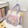 Nova Bolsa de Estudo para Meninas, Bolsa Transparente Hatsune, Bolsa Infantil, Bolsa de Ombro Fofa, Mochila de Grande Capacidade para Alunos do Ensino Fundamental