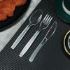 Conjunto de Talheres Descartáveis de Plástico para Comida Ocidental, Faca, Garfo e Colher Preto Transparente Conjunto de Três Peças para Uso no Atacado