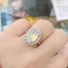 Anillo de calcedonia fluorescente con plantación de hielo. Nueva transmisión en vivo. Venta caliente. Anillo de calcedonia de hielo alto con incrustaciones bañado en plata 925 al por mayor.