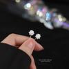Aretes de Concha Mini de Plata Esterlina S925 Flor de Burbuja para Mujer Simples Elegantes Retro Dulces Lujo Accesible Lujo Accesible Joyería para Orejas
