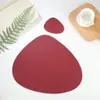 Set de Cuero de Punto Transfronterizo Gota de Agua + Posavasos Mantel para Mesa de Comedor Occidental Posavasos para Té Mantel Aislante Simple de Doble Cara Mantel para Comida Occidental