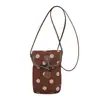 2026 Nueva Bolsa Vertical de Teléfono Móvil de Lunares para Mujer, Bolso Cruzado Pequeño de Moda con Hebilla de Cuerno, Bolso de Hombro Vintage de Gamuza