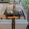 Cadena Tienda de Té con Leche Mesa y Silla Combinación Cafetería Área de Ocio Sofá de Madera Maciza Silla de Café Área de Lectura Cabina