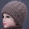 Nuevos Sombreros de Invierno para Mujeres de Mediana Edad y Mayores, Sombrero de Lana Cálido con Felpa para Abuela Señora Mayor, Sombrero de Punto Anti-Frío para Mamá