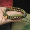 Sândalo verde 6mm pulseira de meia argola de anel duplo pulseira de contas de Buda de seis palavras pulseira de ágata cinza contas de rosário brincar personalidade joias atacado