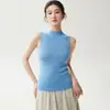 Fio Yangzi, 100% lã pura, sem costura, colete de tricô com gola semi-alta, caimento justo, regata interna sem mangas para mulheres