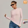 Roupa de yoga de manga comprida, justa, modeladora de barriga, roupa de ginástica de alta intensidade, top de manga comprida para Pilates, corrida e esportes 2624
