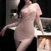 Lencería sexy con diseño de rosa, minifalda de malla transparente, conjunto de uniforme seductor para mujer, lencería coqueta y sensual