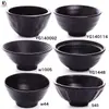A5 Melamina Negra Mate Plato para Sazonar Salsera Tazón de Arroz Pequeño Tazón de Sopa Estilo Cerámica Japonesa Plástico