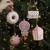 Nuevo Adorno Colgante de Plástico Rosa con Polvo Pastel Dibujos Animados Decoración Navideña, Decoración de Ventana de Árbol de Navidad 3D