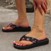 Chanclas de suela gruesa para mujer, sandalias antideslizantes de verano para playa, estilo coreano, con estampado floral, a la moda.