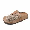 Mules Fogos de Artifício com Strass Retrô, Sola Macia, de Calçar, Sola Grossa Sapatos Birkenstock, Mules Casuais Versáteis para Primavera e Verão
