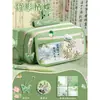 Bolsa para Lápices Guofeng Caja de Papelería de Gran Capacidad Caja de Lápices Transparente Bolsa de Papelería Estilo Chino Antiguo para Niña Bolsa para Lápices Vintage
