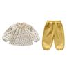 Conjunto de Camisa Boneca com Bolinhas para Meninas Primavera Novo Estilo Coreano Moda Infantil Conjunto de Duas Peças Camisa Bebê Primavera e Outono