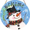 Letrero de madera para vacaciones transfronterizas para Navidad y Halloween, letrero decorativo creativo de madera redondo de muñeco de nieve y árbol de Navidad