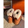 Jin Mi 2024 Inverno Nova Maomao Boca Botas de Neve Femininas Arco Decorativo Casual Sapatos de Algodão Acolchoados de Sola Grossa Femininos