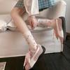 Calcetines de Dibujos Animados para Mujer, Estilo Fino de Primavera y Otoño, Diseño de Gato de Moda, Calcetines de Media Pantorrilla, Absorbentes de Sudor, Calcetines Dulces con Volantes de Encaje, Calcetines Lindos para Mujer