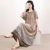 Pijamas para Mujer Verano Mediana Edad y Adulto Mayor Camisón de Algodón Seda Se Puede Usar Afuera en Verano para Madres Talla Extra Talla Grande Falda de Algodón Artificial