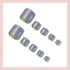 Uñas Postizas de Arte para Uñas de Verano Piezas para Uñas al por Mayor Azul Niebla Plateado con Brillo Pequeños Diamantes Pegatinas para Uñas de los Pies Piezas Removibles Impermeables