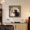Pinturas Decorativas Personalizadas de Estilo Vintage para Restaurantes, Pinturas de Gatos de Estilo Retro para Tocadores de Entrada, Arte de Pared para la Entrada del Salón de Hoteles