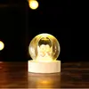 Suministro Transfronterizo Bola de Cristal de Resina Incrustada Luz Nocturna Flor Eterna Base de Madera Maciza Tallada en 3D Luminosa Regalo de Cristal