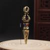 Mortero de Diamante de Latón Artesanías Instrumento Musical Xizang Mortero para Bajar Demonios Colgante Tántrico Pieza de Mango Artículos Religiosos Antiguos Retro