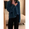 Nuevo Top de Punto de Lana Suave y Esponjoso Color Rosa con Pelo de Mapache, Cuello en V Holgado, Ropa Interior para Mujer, Otoño Invierno, Suéter Grueso